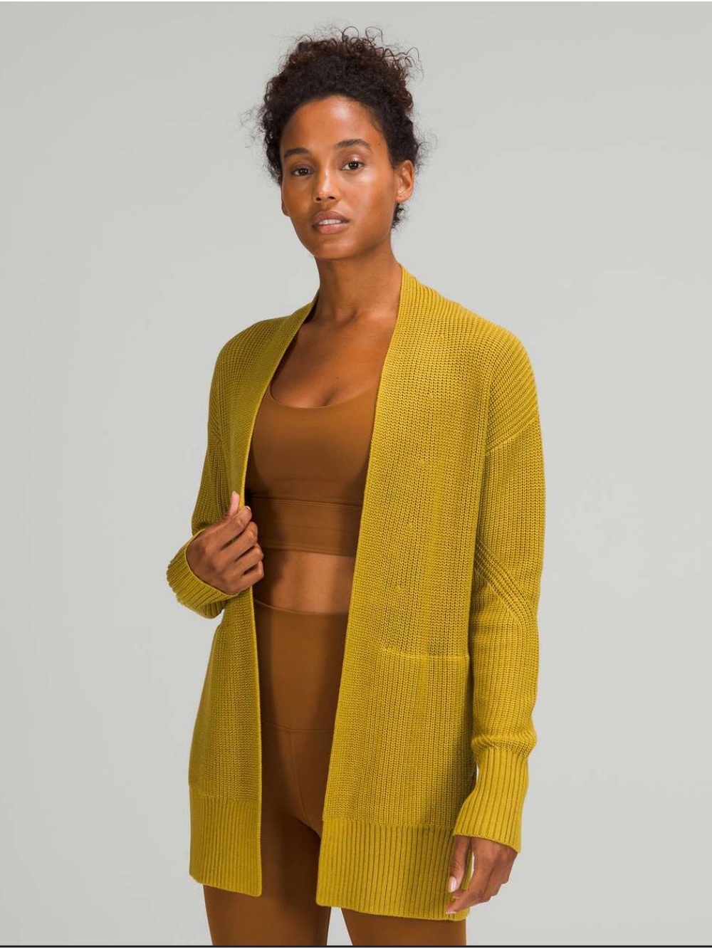 Lululemon Cashlu Sweater Wrap in Auric Gold cashmere blend